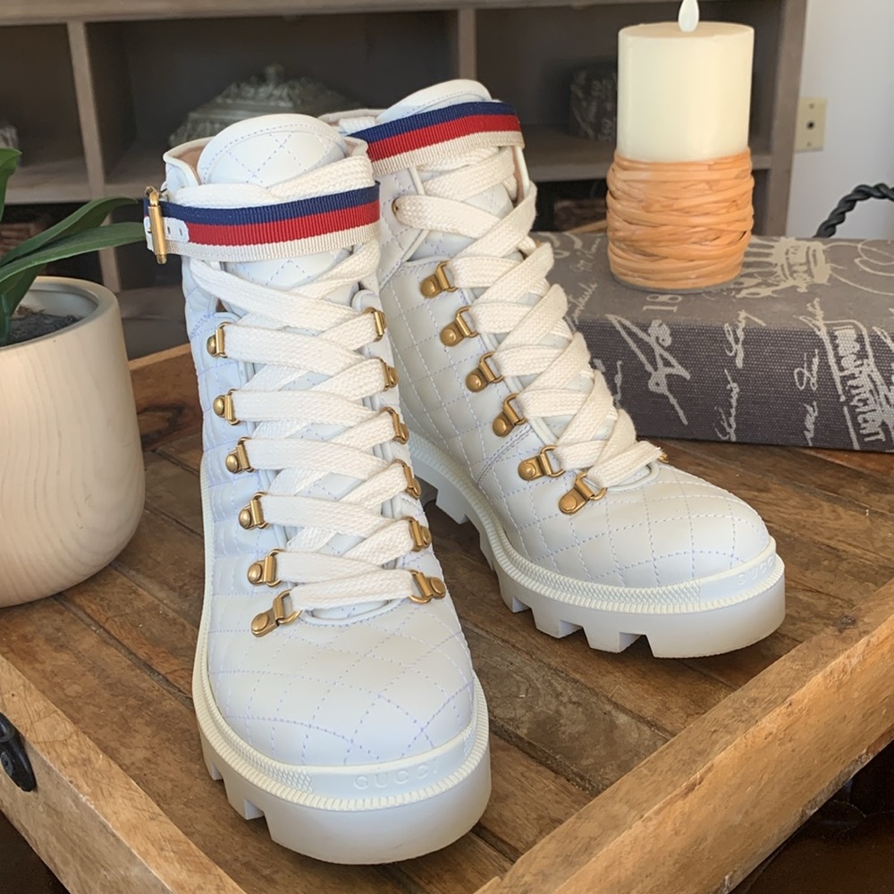 Gucci white quilted leather with red white and blue strap on each. - Picture 3 of 5